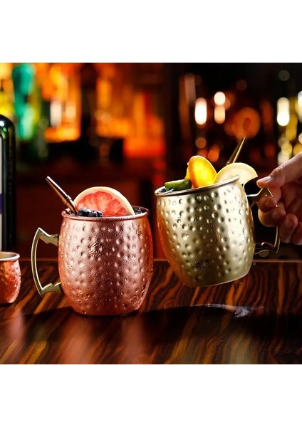 Çoklu 350-550ML 550ML Moskova Katır Bakır Kupalar Metal Kupa Bardak Paslanmaz Çelik Dövülmüş Bakır Kaplama Davul Tipi Bira Bardağı Bira Şarap Kahve Fincanı Bar (Yurt Dışından)