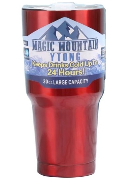900ML-RED-4 30OZ Magic Mountain Termos Bardak Buz Termosu 30OZ Kahve Kupa Vakum Yalıtımlı Şişe Paslanmaz Su Staw Çelik Dış Mekan Termal Şişeler (Yurt Dışından)