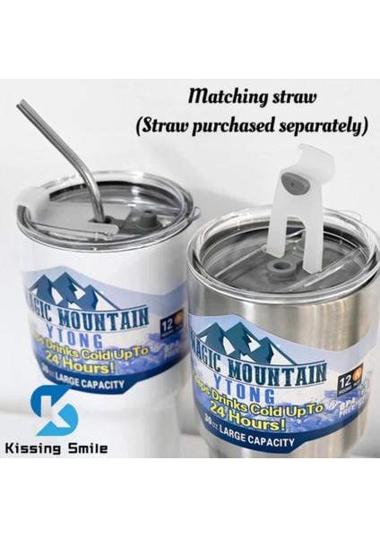 900ML-RED-4 30OZ Magic Mountain Termos Bardak Buz Termosu 30OZ Kahve Kupa Vakum Yalıtımlı Şişe Paslanmaz Su Staw Çelik Dış Mekan Termal Şişeler (Yurt Dışından)