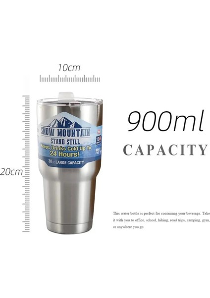 900ML-RED-4 30OZ Magic Mountain Termos Bardak Buz Termosu 30OZ Kahve Kupa Vakum Yalıtımlı Şişe Paslanmaz Su Staw Çelik Dış Mekan Termal Şişeler (Yurt Dışından)