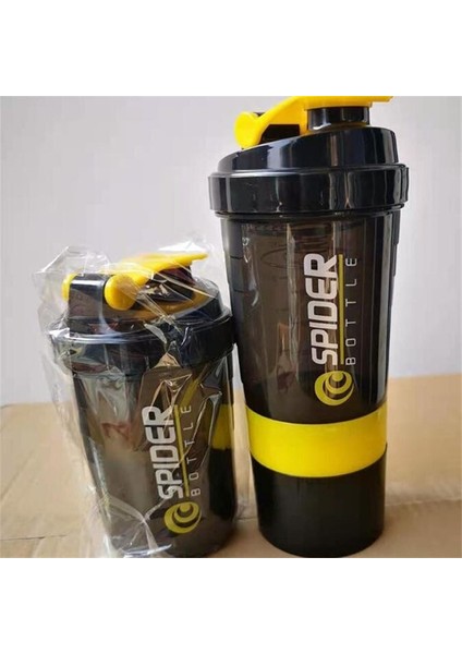 Sarı 501-600 ml Protein Shaker Spor Salonu Bölmeli ve Sallama Topu Su Şişesi Mikser Fincan Karıştırma Kupa Spor Vücut Geliştirme Beslenme 550 ml Yeni (Yurt Dışından)