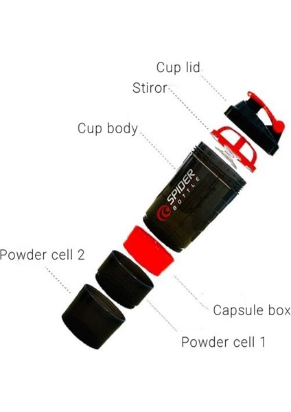 Sarı 501-600 ml Protein Shaker Spor Salonu Bölmeli ve Sallama Topu Su Şişesi Mikser Fincan Karıştırma Kupa Spor Vücut Geliştirme Beslenme 550 ml Yeni (Yurt Dışından)