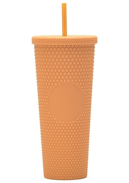 Zerdeçal 710ML Kaliteli Mat Kaplama Çift Duvar Diy 700ML 710ML 22OZ 24OZ Plastik Çivili Durian Fincan Saman Bardak Tumblers Kendi Logo Etiketi ile (Yurt Dışından)