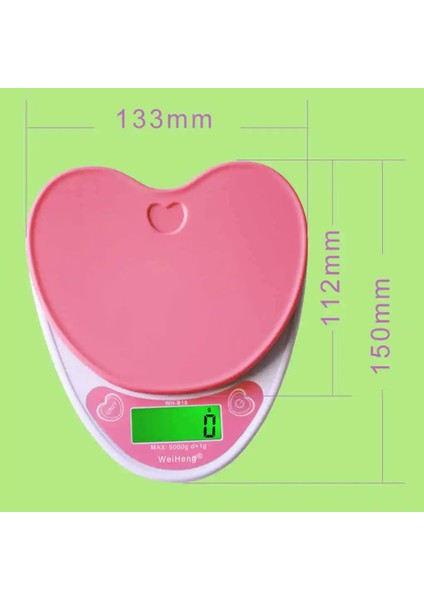 Pembe WH-B18L 5 Kg/1g Güzel Kalp Şeklinde Dijital Mutfak Terazisi LCD Gıda Elektronik Terazi Pişirme Diyet Tartı Tezgahı (Yurt Dışından) fırsatları