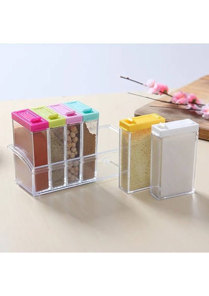 Stil 1 6 Renk/set Baharat Kavanoz Seti Baharat Şişesi Şeffaf Renkli Kapaklı Mutfak Çeşni Şişe Saklama Kabı (Yurt Dışından) fırsatları