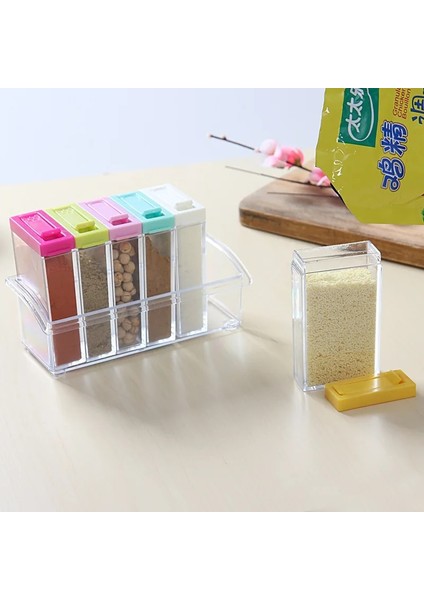 Stil 1 6 Renk/set Baharat Kavanoz Seti Baharat Şişesi Şeffaf Renkli Kapaklı Mutfak Çeşni Şişe Saklama Kabı (Yurt Dışından) indirimleri