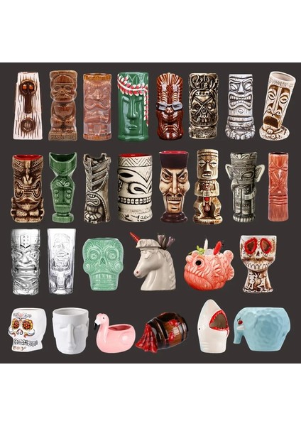 Ay 350 ml 250-750 ml Hawaii Seramik Tiki Kupa Yaratıcı Kokteyl Fincanı Paskalya Adası Tiki Kupalar Cadılar Bayramı Hediye Bar Aracı (Yurt Dışından) fiyatları