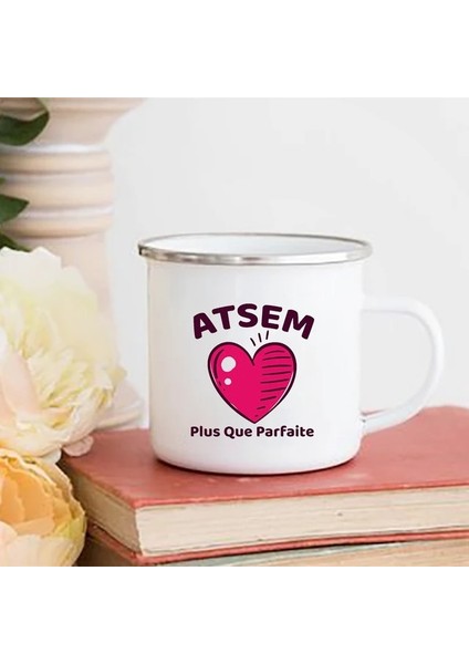 XH3869-A015WH-8 360 ml Merci Maîtresse/atsem Baskı Kahve Kupa Yaratıcı Emaye Bardak Içecekler Su Süt Kupası Kupa Okul Ev Kolu Drinkware Öğretmen Hediyeler (Yurt Dışından)
