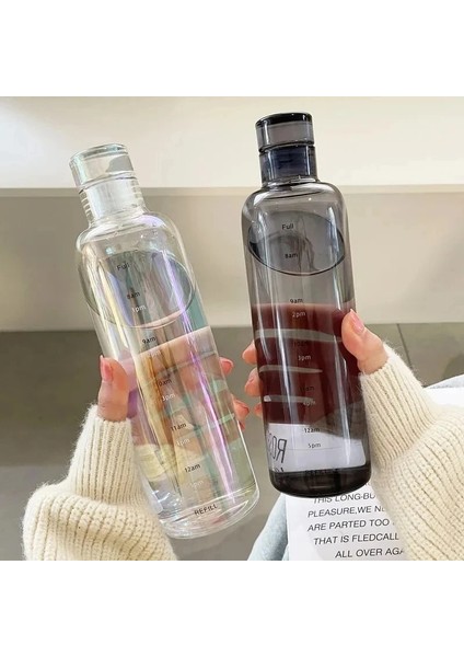 Beyaz 700 ml Yeni Pc Plastik Su Şişesi Zaman Işaretleyici ile Yaratıcı Büyük Kapasiteli Sızdırmaz Içme Şişesi Damla Dayanıklı Spor Su Şişeleri (Yurt Dışından) fırsatları