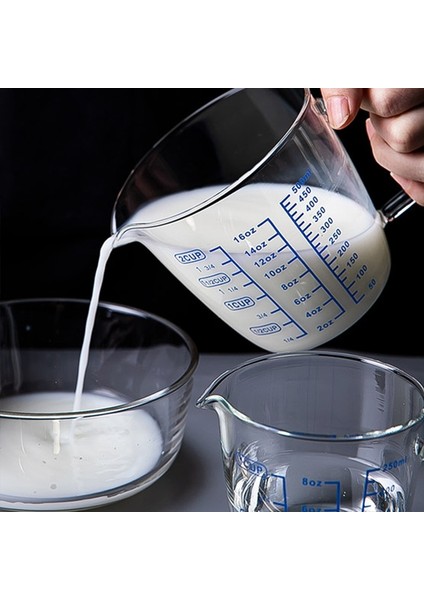 500ML B Tarzı 250ML/500ML Pyrex Süt Ölçüm Kabı Ölçekli Mikrodalga Ölçüm Cam Kupa Süt Kapaklı Sürahi Espresso Bardakları (Yurt Dışından) modelleri