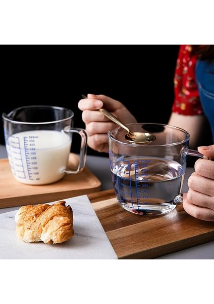 500ML B Tarzı 250ML/500ML Pyrex Süt Ölçüm Kabı Ölçekli Mikrodalga Ölçüm Cam Kupa Süt Kapaklı Sürahi Espresso Bardakları (Yurt Dışından) indirimleri