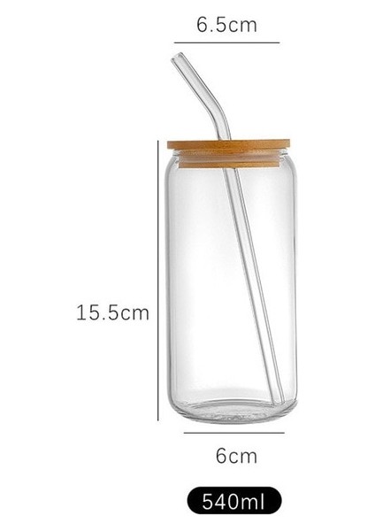 540ML Cam Bardak 400/540ML Cam Kapaklı Bardak ve Saman Şeffaf Yeniden Kullanılabilir Içme Süt Kola Meyve Suyu Bardakları Kahve Kupa Drinkware (Yurt Dışından)
