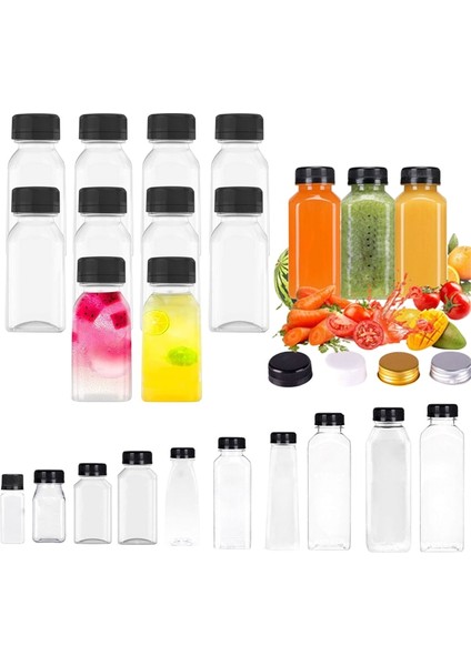 250ML-B Gümüş Alüminyum Kapak 20 Adet 60-300ML Şeffaf Boş Plastik Meyve Suyu Şişesi Kapaklı Tek Kullanımlık Meyve Suyu Içecek Konteyneri W / Meyve Suyu Sıkma Smoothie Yapmak Için Huni (Yurt Dışından)