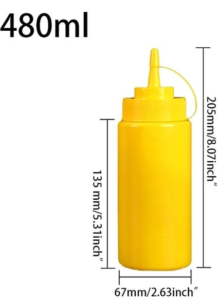 SARI-480ML Sıkma Fışkırtma Çeşni Şişeleri Plastik Sıkma Fışkırtma Şişeleri, Kapaklı Kapaklı Ayrı Ölçüm Kabı (Yurt Dışından)