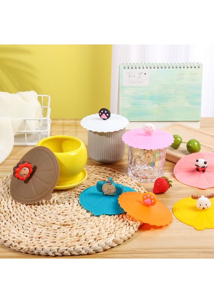 4-1 1 Adet Şeffaf Karikatür Sevimli Silikon Kap Kapağı Isıya Dayanıklı Sızdırmaz Mühürlü Kapaklar Kap Toz Geçirmez Bardak Kapağı Çay Kahve Kapakları (Yurt Dışından) modelleri