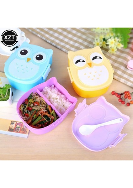 Mor 1 Adet Sevimli Karikatür Baykuş Plastik Mühür Yemek Kabı Moda Uygun Çocuk Okul Piknik Taşınabilir Bento Sofra Piknik Seti (Yurt Dışından)