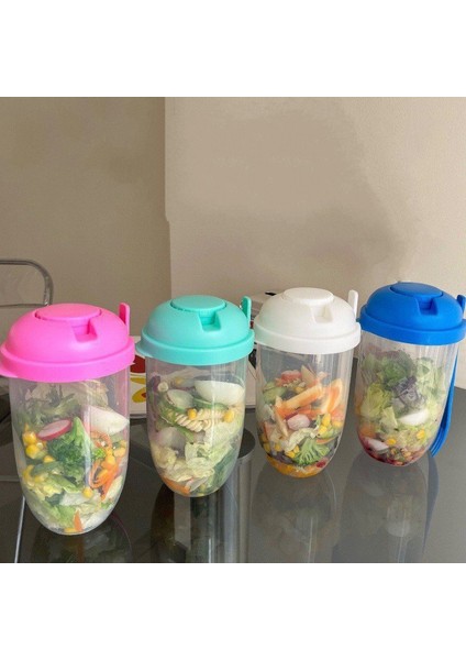 Mavi 1000ML Shaker Şişeleri Taze Meyve Kabı Taze Meyve Sebze Salatası Bardağı Moda Gıda Çalkalayıcı Pansuman Kabı Çatallı (Yurt Dışından) modelleri