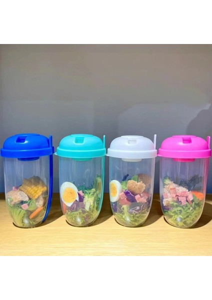 Mavi 1000ML Shaker Şişeleri Taze Meyve Kabı Taze Meyve Sebze Salatası Bardağı Moda Gıda Çalkalayıcı Pansuman Kabı Çatallı (Yurt Dışından) indirimleri