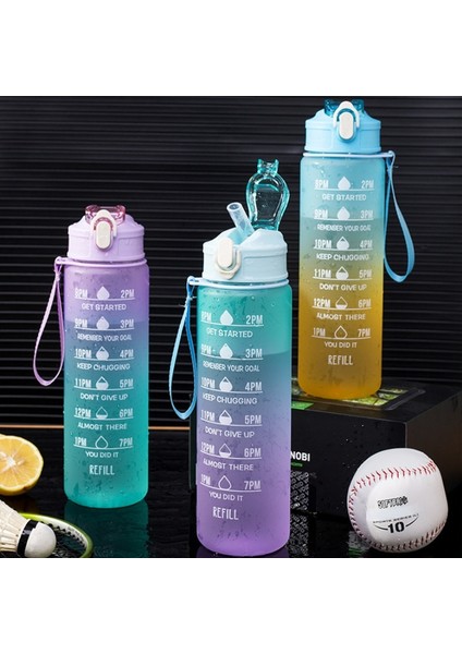Mor 900 ml 700 ml Degrade Spor Su Pipetli Şişe Sevimli Buzlu Fincan Kadın Kızlar Için Hediye Güzellik Kamp Turu Spor Su Şişesi (Yurt Dışından) fırsatları