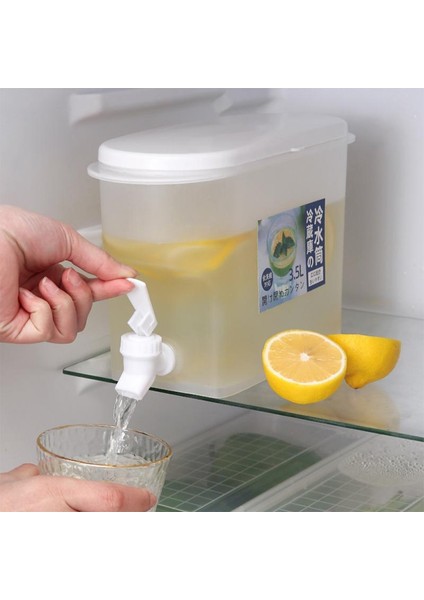 Beyaz Sürahi Set9 Içecek Içecek Dispenseri 3.5l Buzdolabı Soğuk Su Isıtıcısı Kovası Musluklu Limonata Şişesi Büyük Kapasiteli Drinkware Suyu Su Sürahisi (Yurt Dışından)