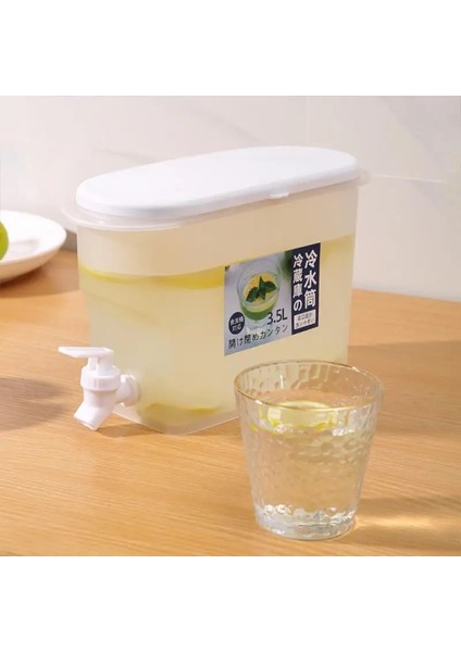 Beyaz Sürahi Set9 Içecek Içecek Dispenseri 3.5l Buzdolabı Soğuk Su Isıtıcısı Kovası Musluklu Limonata Şişesi Büyük Kapasiteli Drinkware Suyu Su Sürahisi (Yurt Dışından)