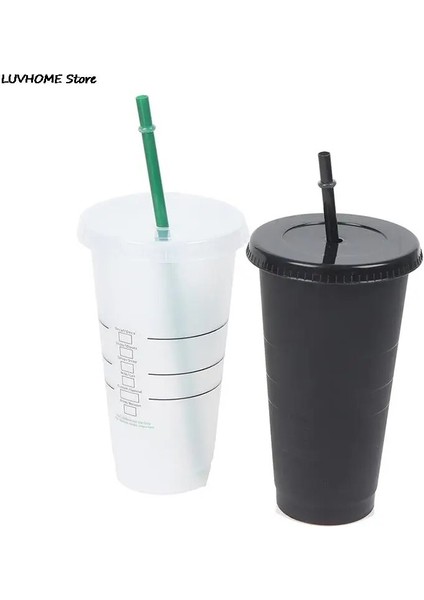 XTHG04-BK Saman Bardak Içecek Renk Değiştiren Saman Kupalar Kapaklı Plastik Bardak Mat Kahve Şişesi Bardak Gıda Sınıfı Pp Plastik Samanlı (Yurt Dışından) modelleri