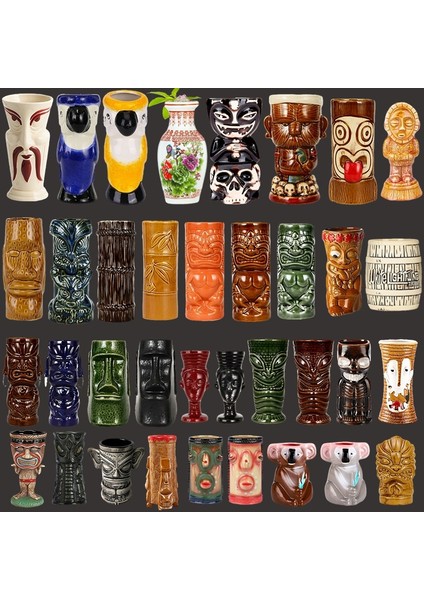 B 500ML 175-750ML Hawaii Seramik Tiki Kupa Yaratıcı Porselen Bira Şarap Sürahisi Parti Kokteyl Cam Bardak Bar Aracı (Yurt Dışından) fiyatları