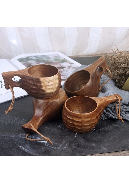 D Finlandiya Ahşap Kupa Kamp Su Bira Kahve Fincanı Yürüyüş Piknik Sofra Kase Açık Iskandinav Akasya Kauçuk Ahşap Kupalar Bushcraft (Yurt Dışından)