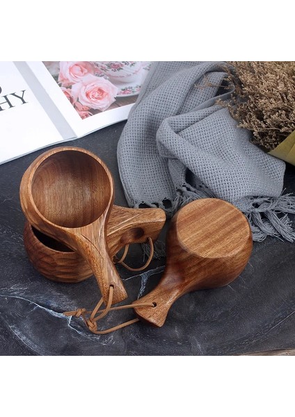 D Finlandiya Ahşap Kupa Kamp Su Bira Kahve Fincanı Yürüyüş Piknik Sofra Kase Açık Iskandinav Akasya Kauçuk Ahşap Kupalar Bushcraft (Yurt Dışından)