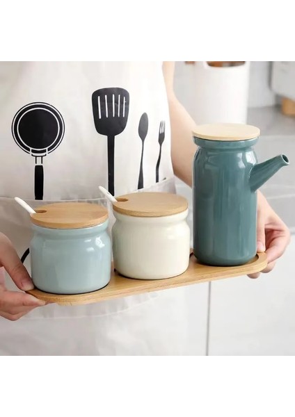 Çoklu Seramik Baharat Rafı Tuzluk Biber Sirke Yağı Şişesi Şeker Biber Çeşni Kutusu Baharat Saklama Kavanoz Seti Ev Mutfak (Yurt Dışından) fırsatları