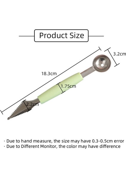 Yeşil Çift Kafa Meyve Oyma Bıçağı Paslanmaz Çelik Karpuz Balya Dondurma Kazma Topu Araçları Mutfak Eşyaları Sebze Kesici (Yurt Dışından)