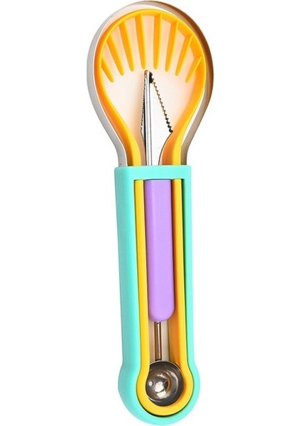 C 3-In-1 Meyve Kazıcı Meyve Oyma Bıçağı Seti Kesici Meyve Tabağı Ayırıcı Mutfak Alet Karpuz Dondurma Balye Kepçe (Yurt Dışından)