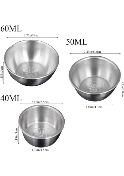 SILVER-40ML 304 Paslanmaz Çelik Yuvarlak Sirke Domates Daldırma Mutfak Aracı Meze Servis Tepsisi Sos Tabağı Sos Kabı (Yurt Dışından) fırsatları