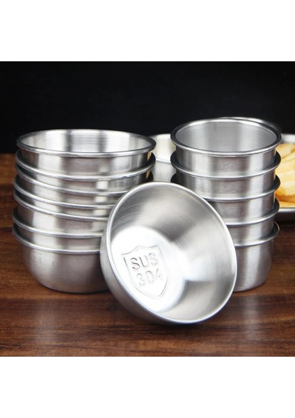 SILVER-40ML 304 Paslanmaz Çelik Yuvarlak Sirke Domates Daldırma Mutfak Aracı Meze Servis Tepsisi Sos Tabağı Sos Kabı (Yurt Dışından) indirimleri