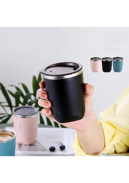 500ML Plastik Mavi Kahve Fincanı Taşınabilir Araba Bardağı Kahve Termal Kupa 300ML / 500ML 304 Paslanmaz Çelik Düz Içecek Haşlanma Önleyici Kahvaltı Vakum Yalıtımlı Şişe (Yurt Dışından)