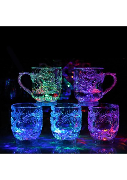 P 101-200ML LED Flaş Sihirli Renk Değiştiren Ejderha Fincan Su Aktif Light-Up Bira Kahve Süt Çay Şarap Viski Bar Kupa Seyahat Hediyesi Taza 1 Adet (Yurt Dışından)