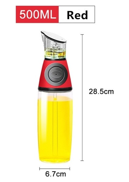 Kırmızı 500ML Üstün Cam Yağı ve Sirke Dispenseri Mutfak Için Yağ Dökücü Ölçme Kolay Doldurma ve Temizleme Için Geniş Açıklık Şeffaf Cam (Yurt Dışından)