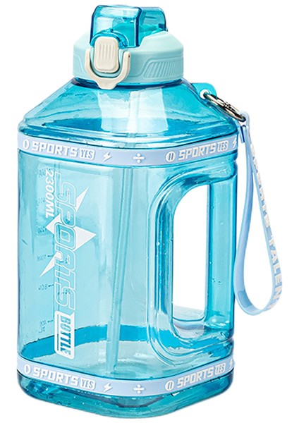 Mavi Şeffaf 2.3l Ycalley Spor Su Şişesi 1.5 Litre Silikon Saman Su Şişesi 2.3 Litre Büyük Şişeler Taşınabilir Seyahat Şişe Spor Spor Fincan (Yurt Dışından)