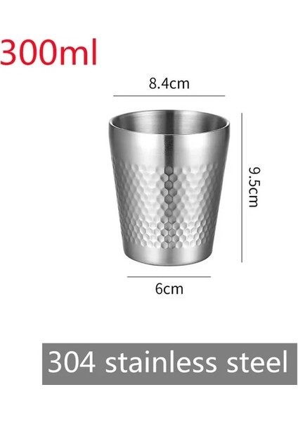 SLIVER-004 300ML 300ML Çift Katmanlı Su Bardağı Ev Yemek Drinkware Kupalar 304 Paslanmaz Çelik Bira Bardağı Altın Şerit Kahve Kulplu Kupalar Tazas (Yurt Dışından)