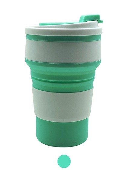 Turkuaz 350ML Silikon Çok Fonksiyonlu Yüksek Sıcaklık ve Haşlanmaya Dayanıklı Taşınabilir Katlanır Su Bardağı Kapaklı (Yurt Dışından)