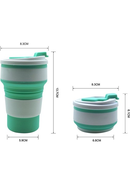 Turkuaz 350ML Silikon Çok Fonksiyonlu Yüksek Sıcaklık ve Haşlanmaya Dayanıklı Taşınabilir Katlanır Su Bardağı Kapaklı (Yurt Dışından)