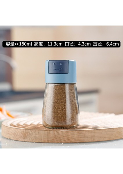 E Ölçülebilir Baharat Kavanoz Tuzluk Pres Tipi 180ML Kontrol Şişesi Biber Baharat Şeker Cam Konteyner Dağıtıcı Konserve Çalkalayıcı (Yurt Dışından)