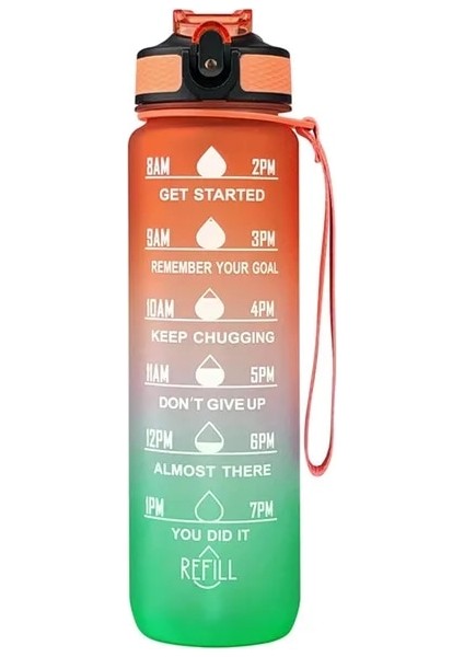 D-Orange 800-1000 ml 1 Litre Motivasyon Su Şişesi Saman Memesi ile Zaman Işaretleyici ile Sızdırmaz Spor Su Şişesi Spor Salonu Kamp Turu Için (Yurt Dışından)