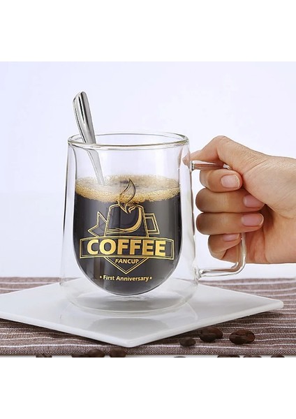 Kapaklı 300MLCUP1 Yeni 200ML/300ML Çift Duvar Kupa Ofis Kupalar Isı Yalıtım Çift Kahve Kupa Kahve Bardağı Bardak Drinkware Süt Arkadaşlar Için Hediyeler (Yurt Dışından)