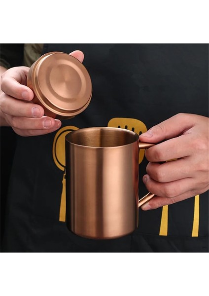 400 ml Gümüş (Kapak) 200-400 ml Çift Duvar Paslanmaz Çelik Kahve Kapaklı Kupa Taşınabilir Seyahat Ofis Yalıtımlı Su Çay Süt Bardak Tumbler Mutfak Drinkware (Yurt Dışından)