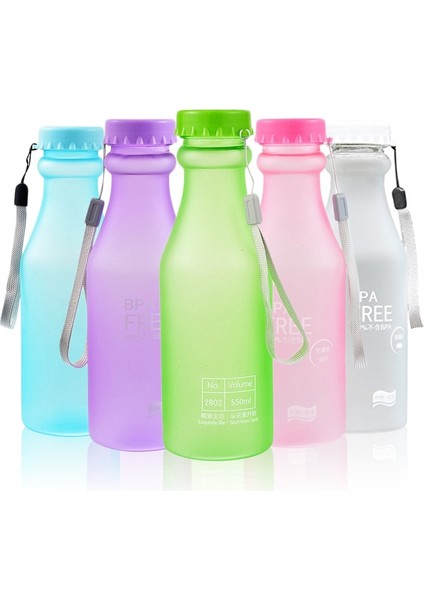 Kırmızı 550 ml Şeker Renkli Buzlu Sızdırmaz Plastik Taşınabilir Kırılmaz Soda Şişesi Mühürlü Su Bardağı Içecek Su Şişesi (Yurt Dışından)