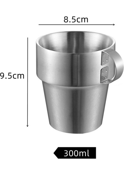 Çelik Saplı 1pcs 300ML Çift Duvarlı Kahve Fincanı Seti 304 Paslanmaz Çelik Kupalar Kahve Fincanları Paketi 6 Bardak Çay Bardakları Dış Mekan Isı Yalıtımı Anti-Haşlanma (Yurt Dışından)