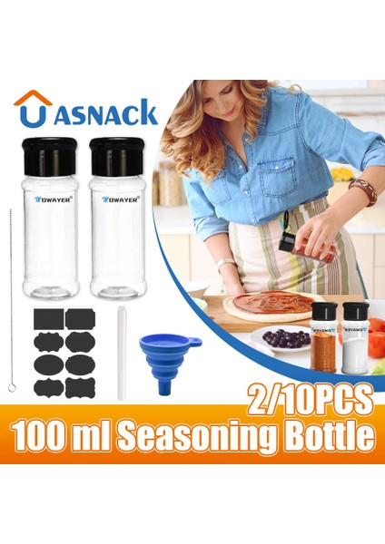 5 Adet 100 ml Baharat Baharat Kavanoz Şeffaf Çeşni Şişe Seti ve Etiket Barbekü Tuz Biber Tozu Çalkalayıcı Konteyner Mutfak Gadget (Yurt Dışından)