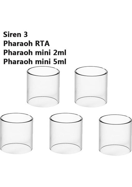 Digiflavor Siren 3 Için Firavun Mini 5 ml Düz Cam Tüpler Firavun Rta Firavun Mini 2 ml Firavun Mini 5 ml Cam Tankı Yedek Bardak 5 Adet (Yurt Dışından)