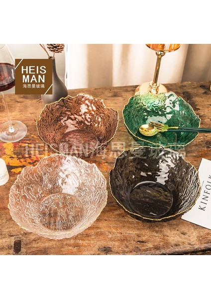 Stil 1 Solmuş Yaratıcı Kabuk Desenli Düzensiz Salata Kasesi, Büyük Altın Kenarlı Cam Kase, Ev Tipi Meyve Kasesi, Düzensiz Isıya Dayanıklı (Yurt Dışından) modelleri